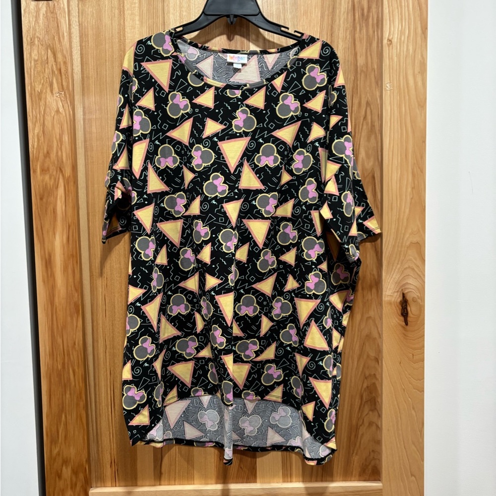 LuLaRoe Black and Yellow Irma with Minnie all over
